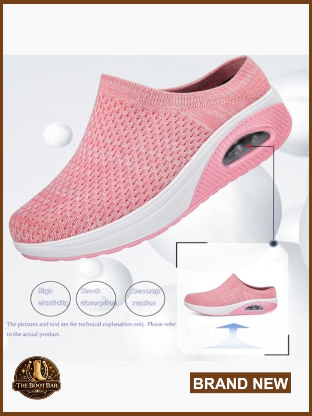 Women's Mule Clogs Platform Knit Comfort Arch Support Air Cushion Slip On - Picture 6 of 7